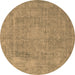 Round Oriental Brown Industrial Rug, urb1928brn