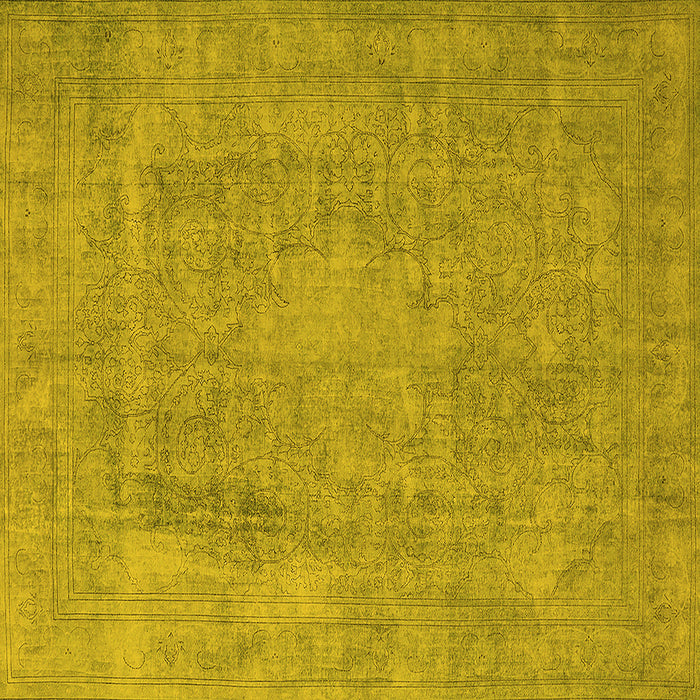 Square Machine Washable Oriental Yellow Industrial Rug, wshurb1928yw