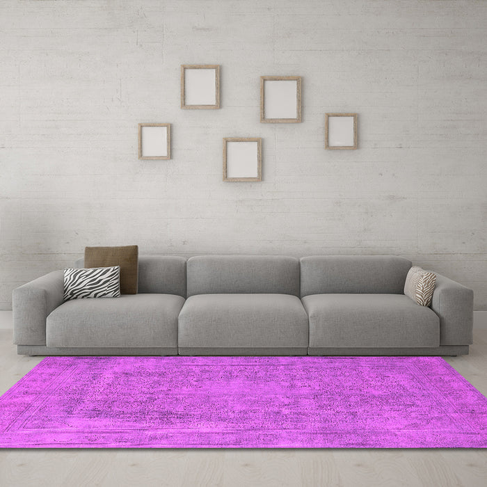 Machine Washable Oriental Pink Industrial Rug in a Living Room, wshurb1928pnk