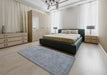 Mid-Century Modern Blue Gray Oriental Rug in a Bedroom, urb1928