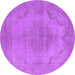 Round Oriental Purple Industrial Rug, urb1929pur