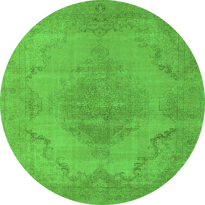 Round Oriental Green Industrial Rug, urb1929grn