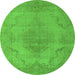 Round Oriental Green Industrial Rug, urb1929grn