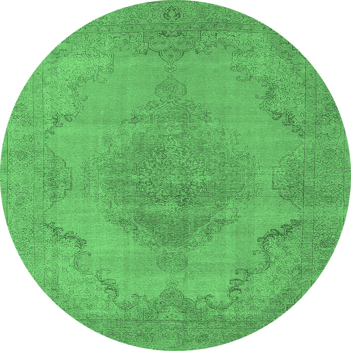 Round Oriental Emerald Green Industrial Rug, urb1929emgrn