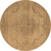 Round Oriental Brown Industrial Rug, urb1929brn