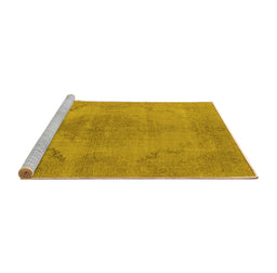 Sideview of Machine Washable Oriental Yellow Industrial Rug, wshurb1929yw