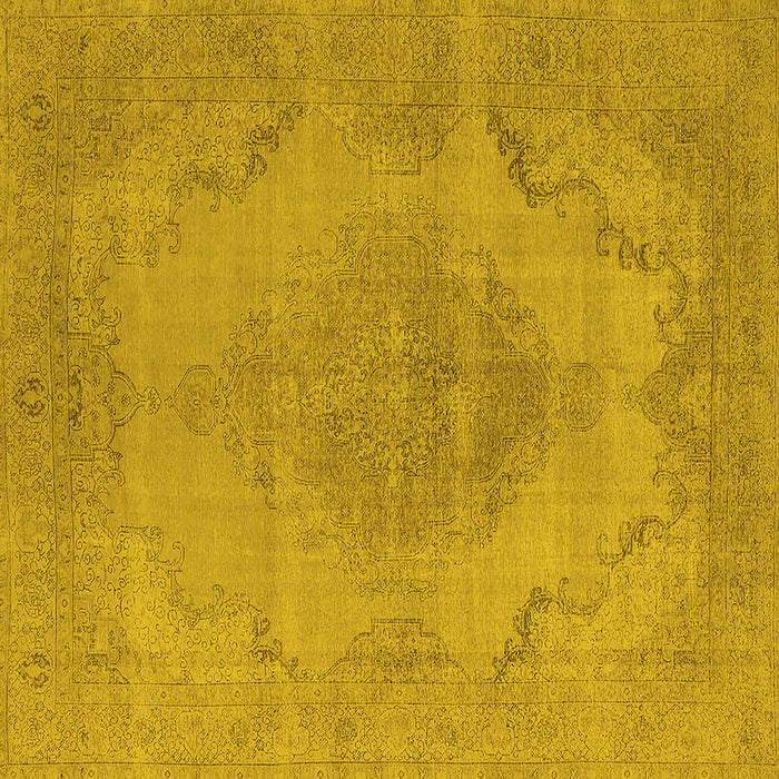 Square Machine Washable Oriental Yellow Industrial Rug, wshurb1929yw