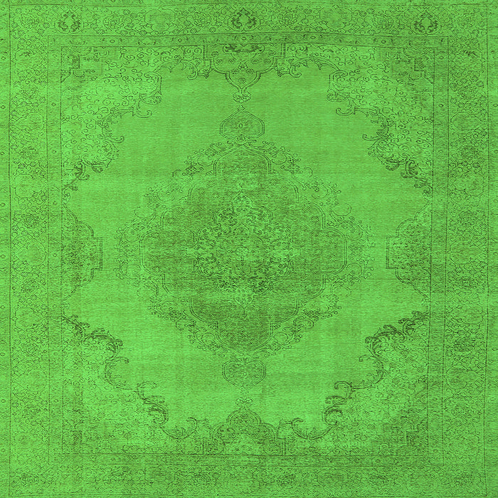 Square Machine Washable Oriental Green Industrial Area Rugs, wshurb1929grn