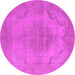 Round Machine Washable Oriental Pink Industrial Rug, wshurb1929pnk