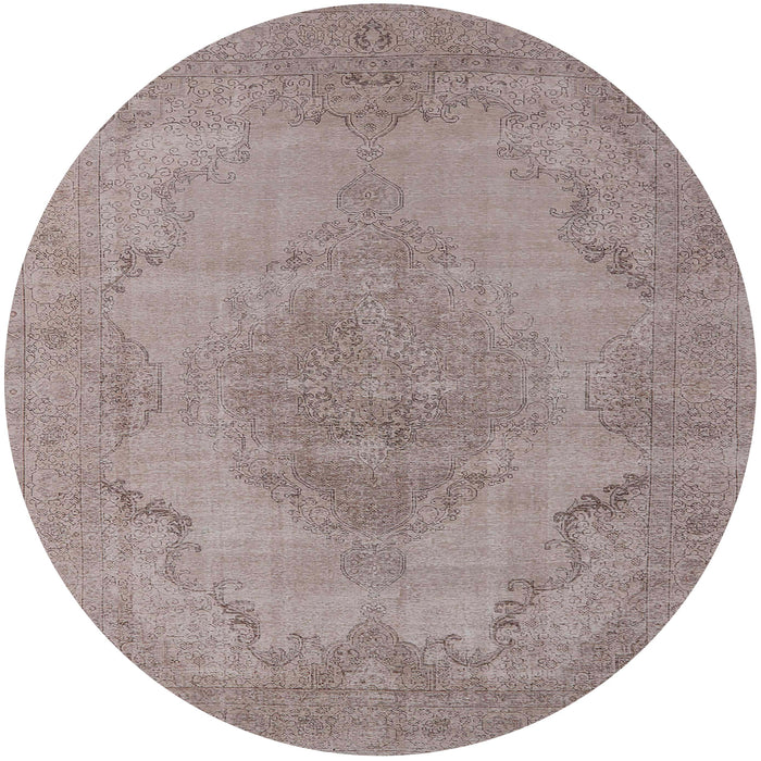 Round Mid-Century Modern Rose Purple Oriental Rug, urb1929