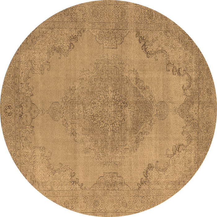 Round Machine Washable Oriental Brown Industrial Rug, wshurb1929brn