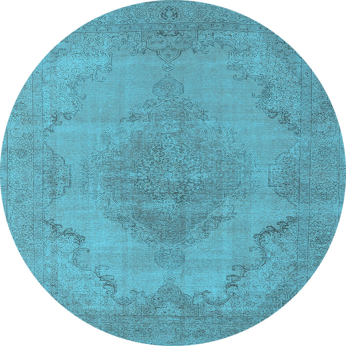Round Oriental Light Blue Industrial Rug, urb1929lblu