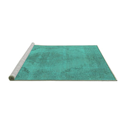 Sideview of Machine Washable Oriental Turquoise Industrial Area Rugs, wshurb1929turq