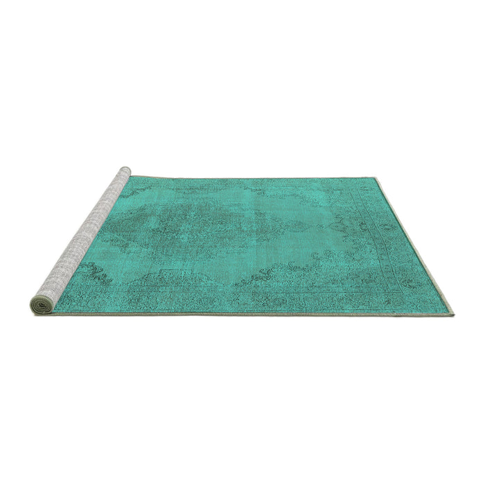 Sideview of Machine Washable Oriental Turquoise Industrial Area Rugs, wshurb1929turq
