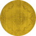 Round Oriental Yellow Industrial Rug, urb1929yw