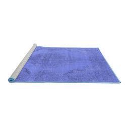Sideview of Machine Washable Oriental Blue Industrial Rug, wshurb1929blu