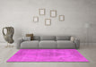 Machine Washable Oriental Pink Industrial Rug in a Living Room, wshurb1929pnk