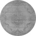 Round Oriental Gray Industrial Rug, urb1929gry