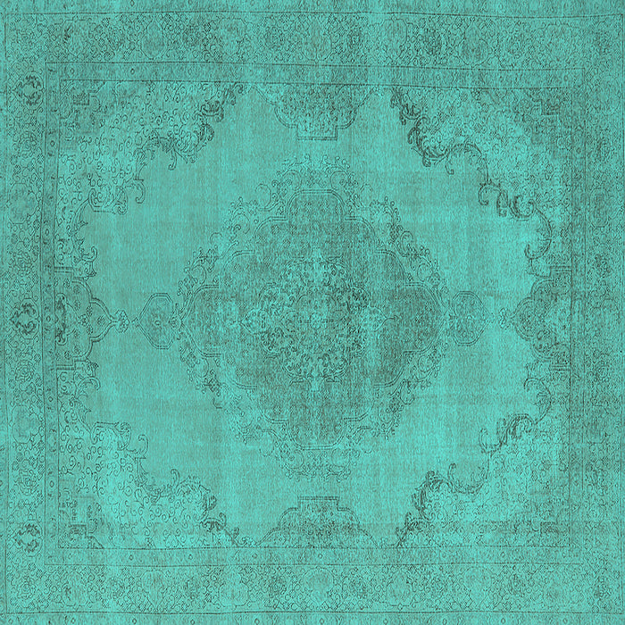 Square Machine Washable Oriental Turquoise Industrial Area Rugs, wshurb1929turq