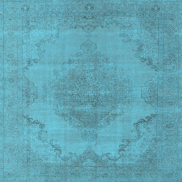Square Machine Washable Oriental Light Blue Industrial Rug, wshurb1929lblu