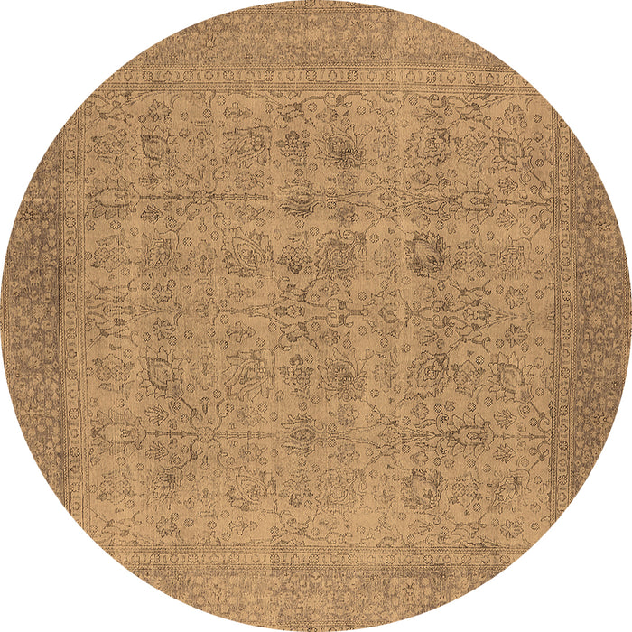 Round Machine Washable Oriental Brown Industrial Rug, wshurb1930brn