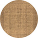 Round Machine Washable Oriental Brown Industrial Rug, wshurb1930brn