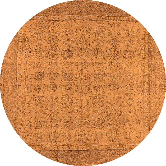 Round Machine Washable Oriental Orange Industrial Area Rugs, wshurb1930org