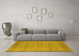 Machine Washable Oriental Yellow Industrial Rug in a Living Room, wshurb1930yw