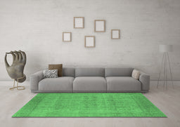 Machine Washable Oriental Emerald Green Industrial Area Rugs in a Living Room,, wshurb1930emgrn