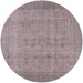 Round Machine Washable Industrial Modern Rose Dust Purple Rug, wshurb1930