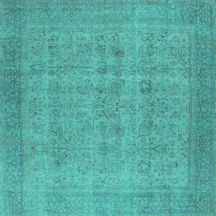 Square Oriental Turquoise Industrial Rug, urb1930turq