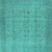 Square Oriental Turquoise Industrial Rug, urb1930turq