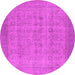 Round Oriental Pink Industrial Rug, urb1930pnk