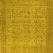 Square Machine Washable Oriental Yellow Industrial Rug, wshurb1930yw