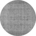 Round Machine Washable Oriental Gray Industrial Rug, wshurb1930gry