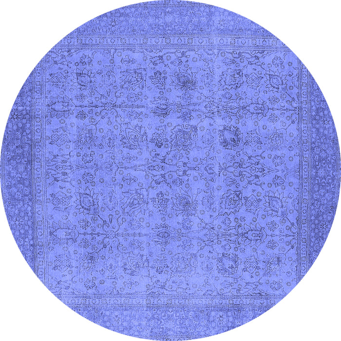 Round Oriental Blue Industrial Rug, urb1930blu