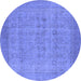 Round Oriental Blue Industrial Rug, urb1930blu