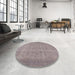 Round Mid-Century Modern Rose Purple Oriental Rug in a Office, urb1930