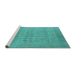 Sideview of Machine Washable Oriental Turquoise Industrial Area Rugs, wshurb1930turq