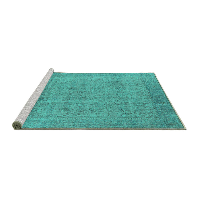 Sideview of Machine Washable Oriental Turquoise Industrial Area Rugs, wshurb1930turq