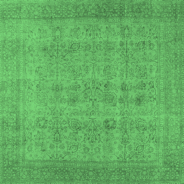 Square Machine Washable Oriental Emerald Green Industrial Area Rugs, wshurb1930emgrn