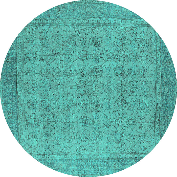 Round Oriental Turquoise Industrial Rug, urb1930turq