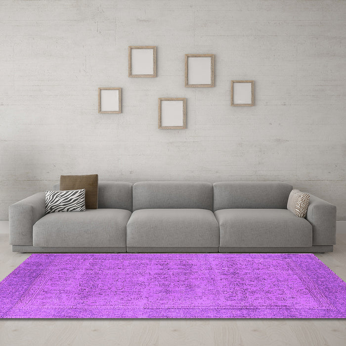Machine Washable Oriental Purple Industrial Area Rugs in a Living Room, wshurb1930pur