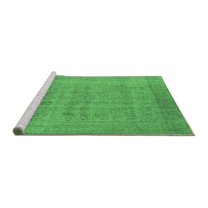 Sideview of Machine Washable Oriental Emerald Green Industrial Area Rugs, wshurb1930emgrn