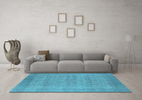 Machine Washable Oriental Light Blue Industrial Rug, wshurb1930lblu