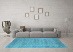 Machine Washable Oriental Light Blue Industrial Rug in a Living Room, wshurb1930lblu