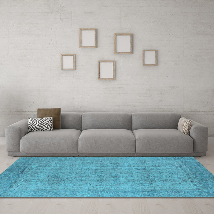 Machine Washable Oriental Light Blue Industrial Rug in a Living Room, wshurb1930lblu