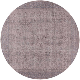 Round Mid-Century Modern Rose Purple Oriental Rug, urb1930