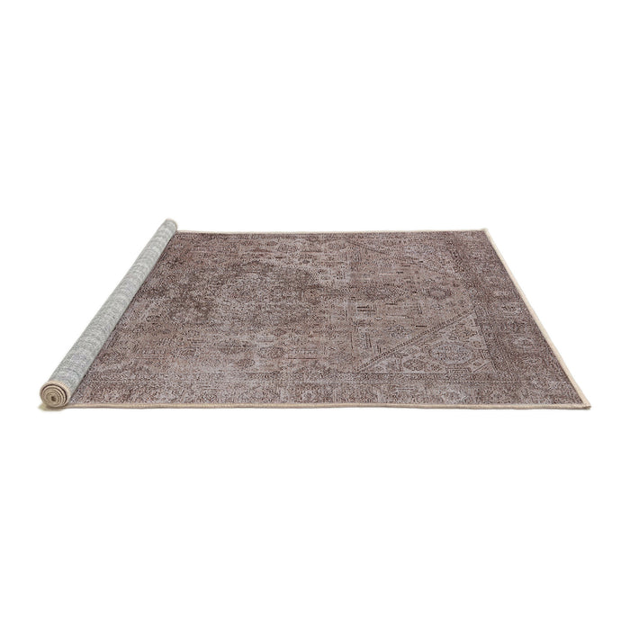 Sideview of Machine Washable Industrial Modern Khaki Rose Pink Rug, wshurb1931