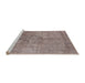 Sideview of Machine Washable Industrial Modern Khaki Rose Pink Rug, wshurb1931